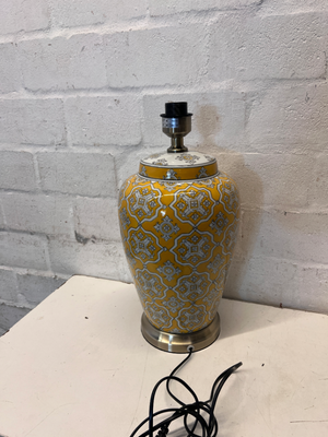 Pair of New Yellow Ceramic Patterned Table Lamps - 48cm - 2ndhandwarehouse.com