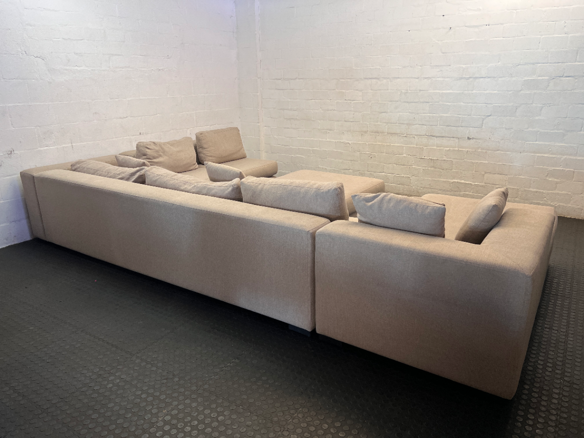 Sofaworx Light Beige Fabric U-Shape Lounge Suite with Ottoman - 2ndhandwarehouse.com