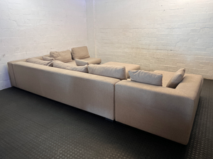 Sofaworx Light Beige Fabric U-Shape Lounge Suite with Ottoman - 2ndhandwarehouse.com