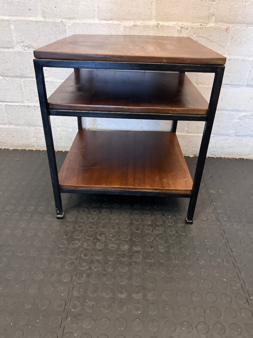 Industrial Tiered Side Table - Marked Top & Paint Wear - 2ndhandwarehouse.com