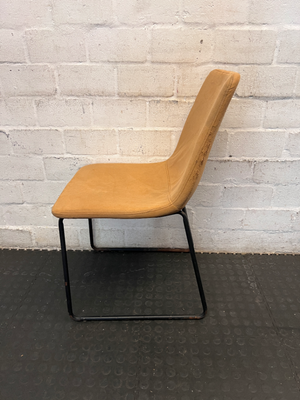 Pair of Mustard Dining Chairs - Upholstery Wear & Base Rust - 2ndhandwarehouse.com
