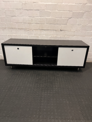 Low Profile TV Unit with Sliding Doors - Minor Scratches on Top - 2ndhandwarehouse.com