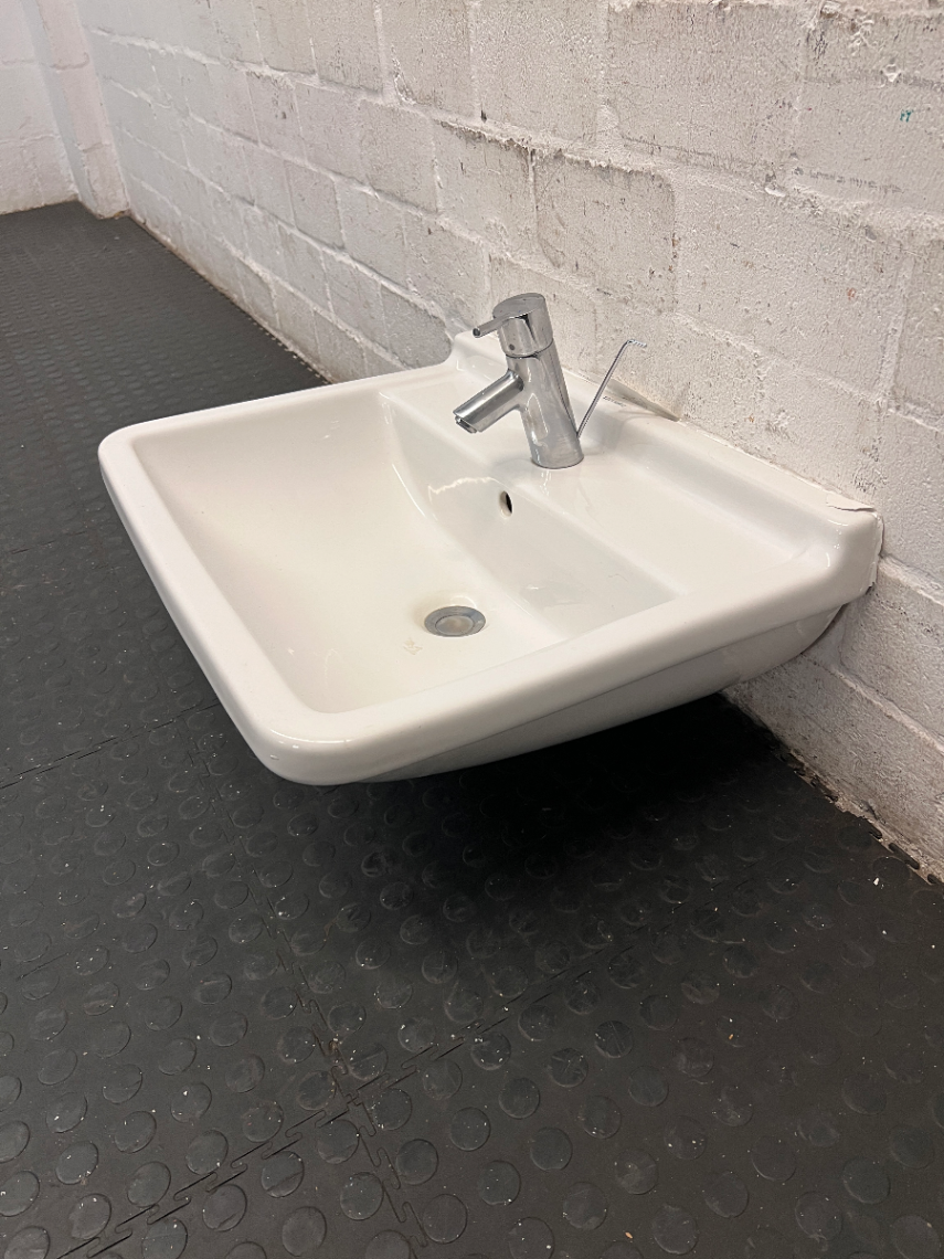 Large Ceramic Bathroom Basin - Used Fair Condition (No Tap) - 2ndhandwarehouse.com