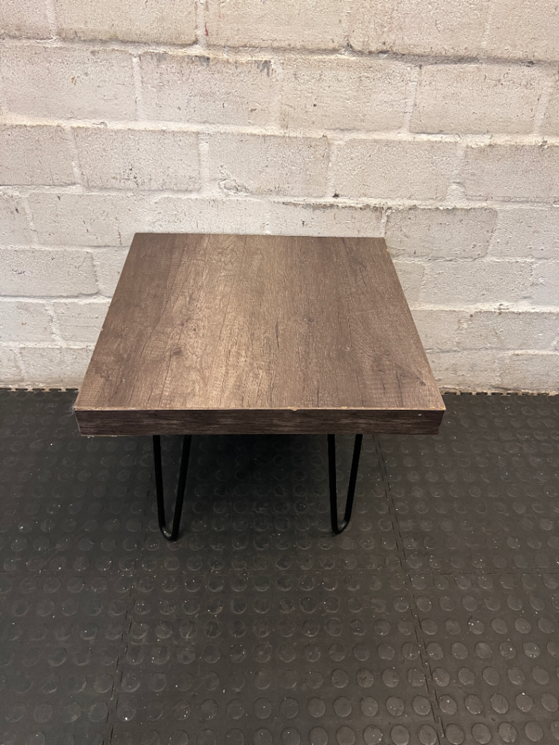 Industrial Style Side Table with Hairpin Legs - Damage to Leg - 2ndhandwarehouse.com
