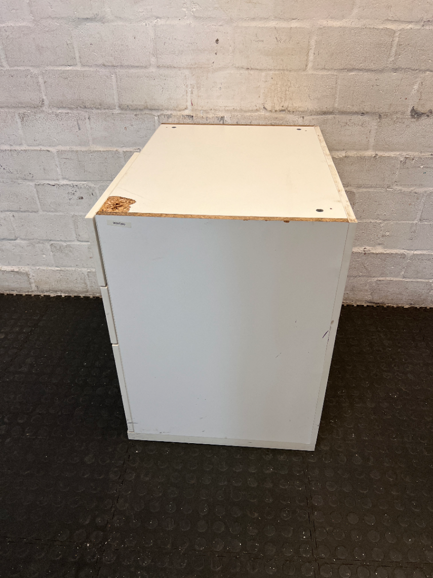 White Desk Pedestal with 3 Drawers - Visible Surface Wear - 2ndhandwarehouse.com
