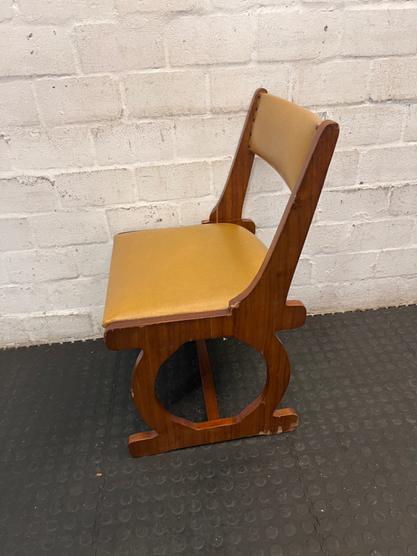 Vintage Style Wooden Dining Chair with Studded Upholstery — Seat Damaged and Needs Repair - 2ndhandwarehouse.com