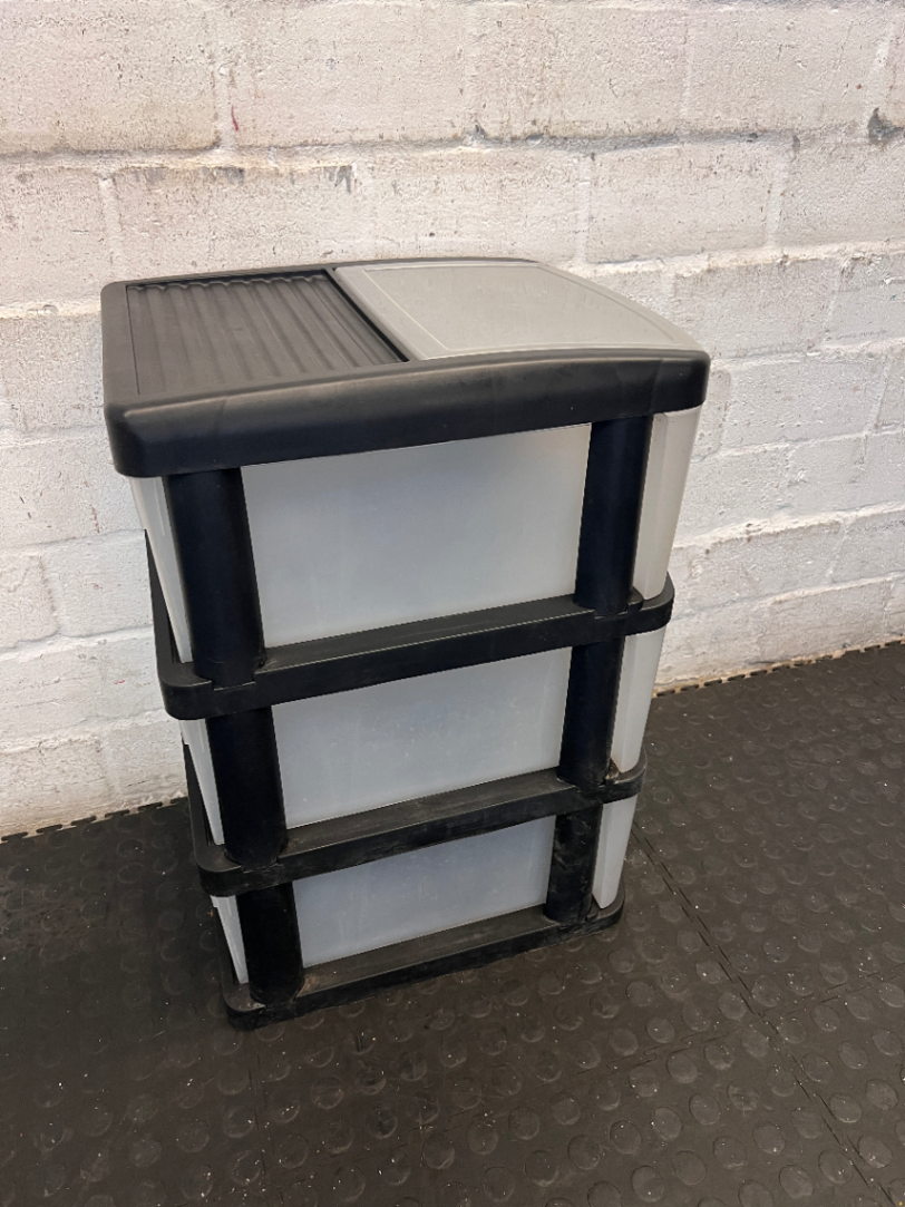 Compact 3-Drawer Plastic Storage Organiser - 2ndhandwarehouse.com