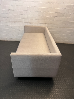 Modern Neutral Woven 2 Seater Couch — Well Used and In Fair C - 2ndhandwarehouse.com