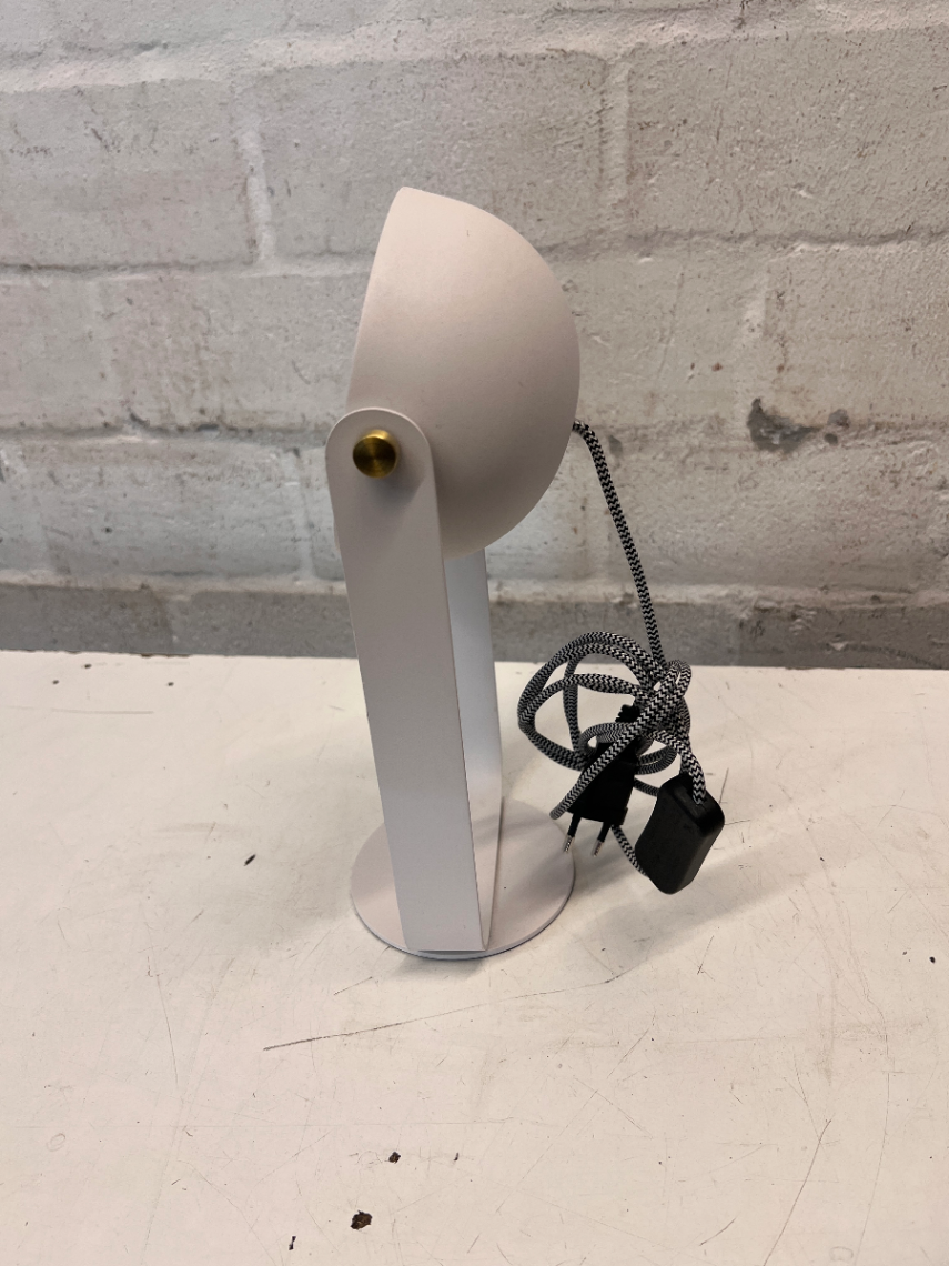 Modern White Metal Tilting Table Lamp — Good Working Order - Fair Used Condition - 2ndhandwarehouse.com