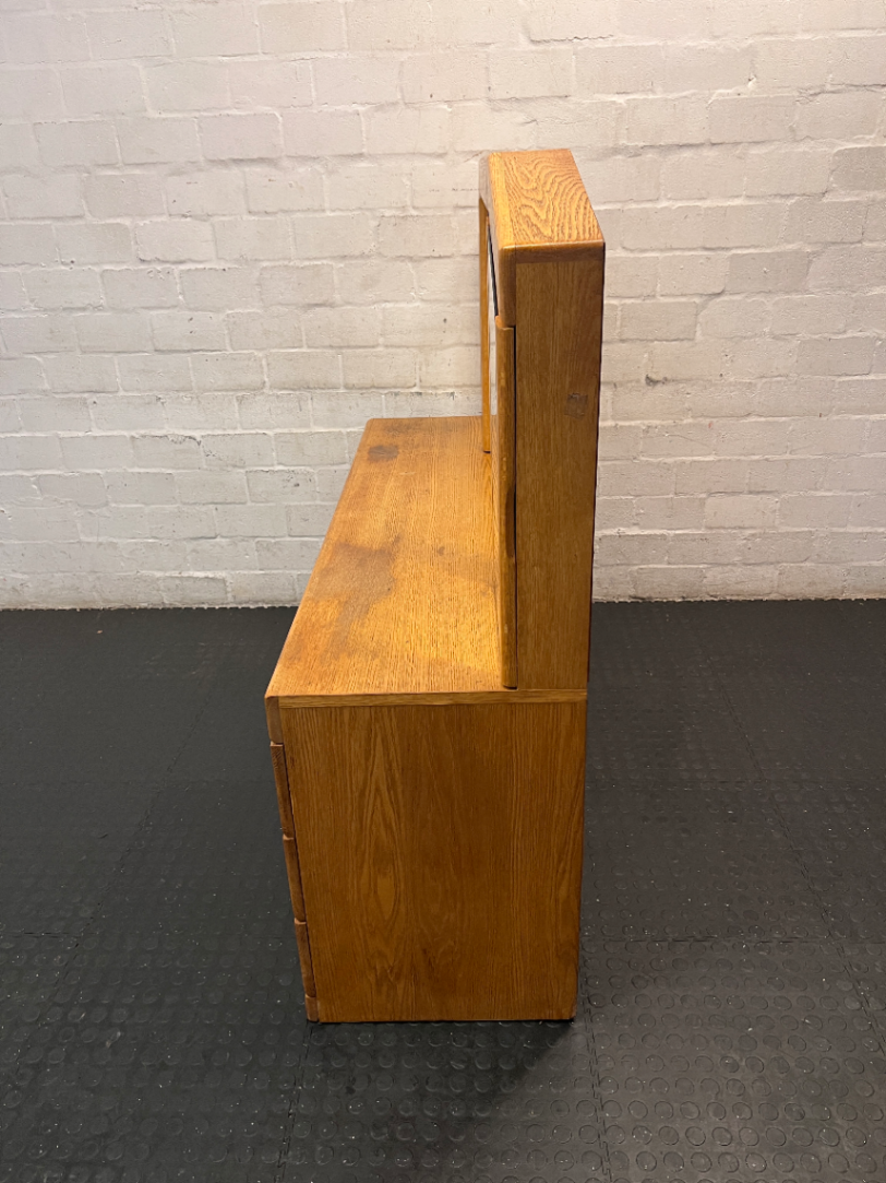 Wooden Dressing Table with Triple Mirror and Six Drawers — Good Working Order - 2ndhandwarehouse.com