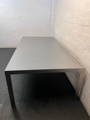 Brushed Aluminium Industrial Dining Table — Well-Maintained Condition - 2ndhandwarehouse.com