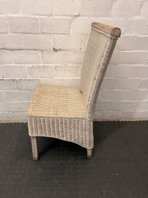 Woven Wicker Dining Chair with Wooden Detail - 2ndhandwarehouse.com