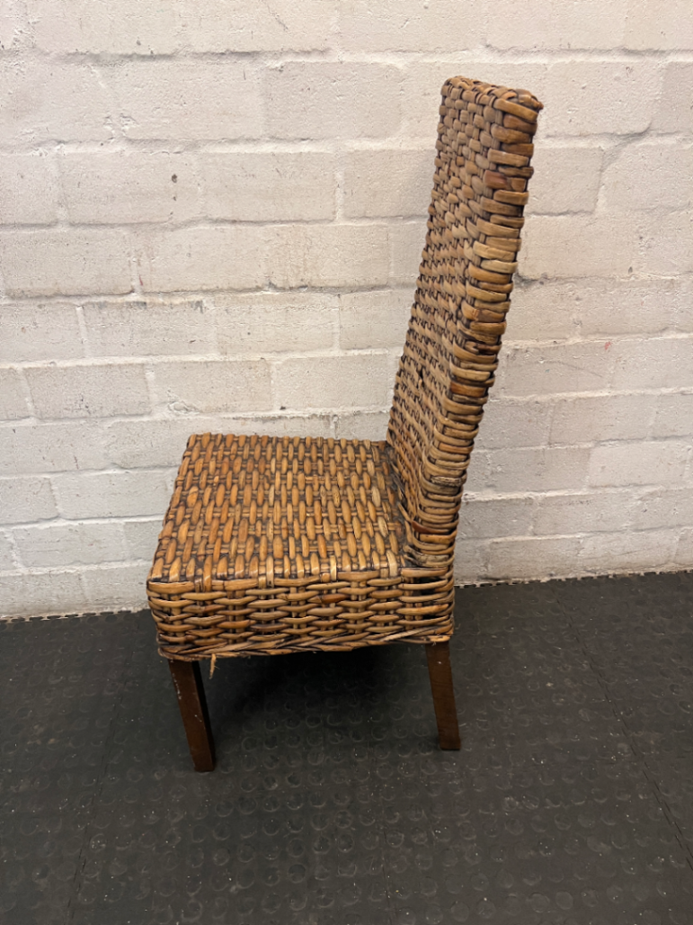 High-Back Woven Rattan Dining Chair - 2ndhandwarehouse.com