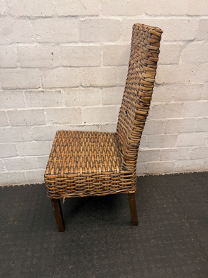 High-Back Woven Rattan Dining Chair - 2ndhandwarehouse.com