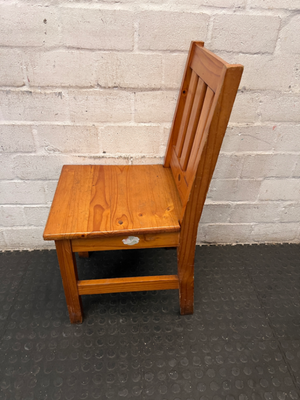 Classic Oregon Pine Slat-Back Dining Chair — Visible Surface Wear and M - 2ndhandwarehouse.com