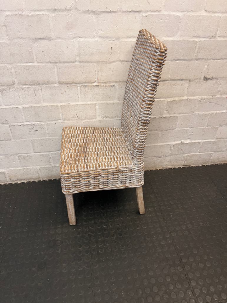 White Two-Tone Rattan Weave Dining Chair — Good C - 2ndhandwarehouse.com