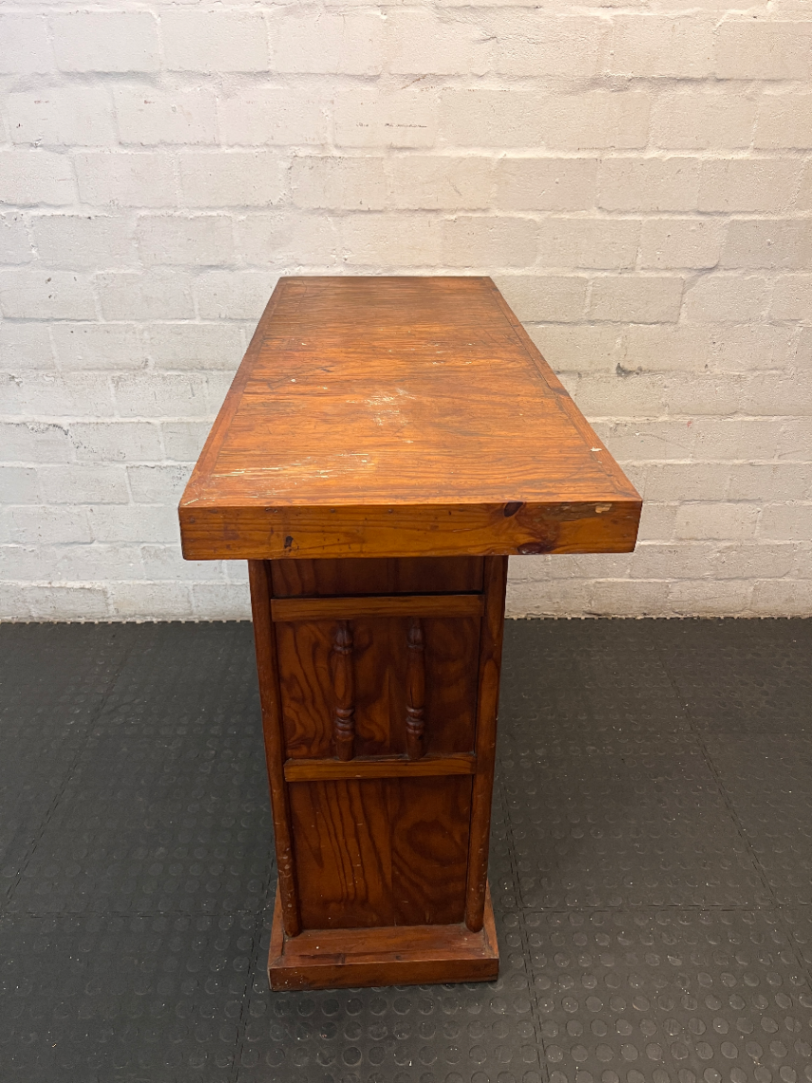 Vintage Solid Wood Bar Counter with Shelving — Minor Surface S - 2ndhandwarehouse.com
