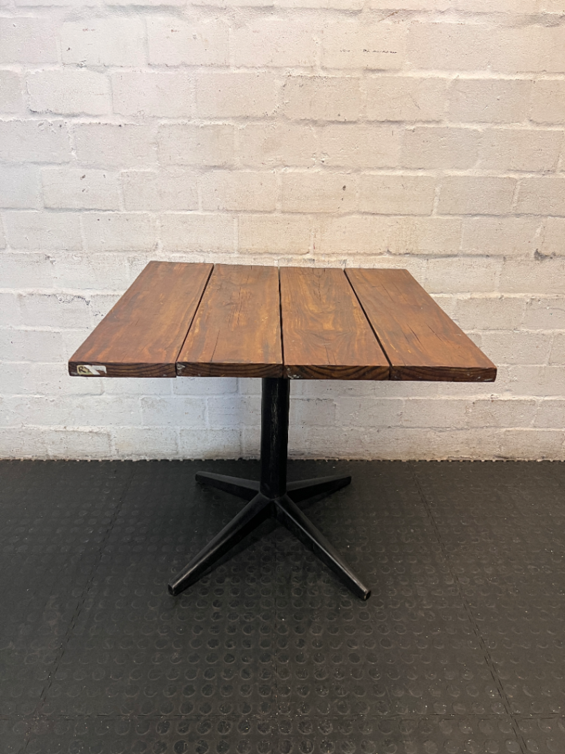 Square Wooden Top Cafe Table with Black Pedestal Base - 2ndhandwarehouse.com