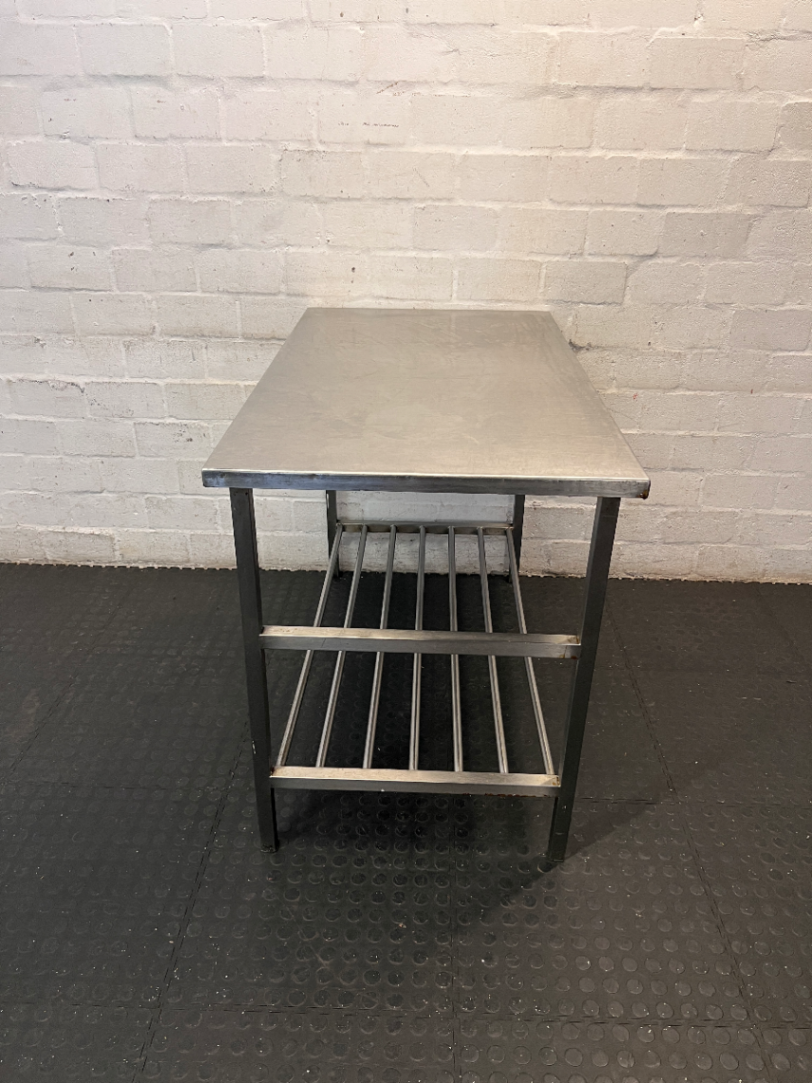 Industrial Stainless Steel Prep Table with Slatted Shelf — Good Working O - 2ndhandwarehouse.com
