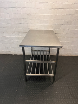 Industrial Stainless Steel Prep Table with Slatted Shelf — Good Working O - 2ndhandwarehouse.com