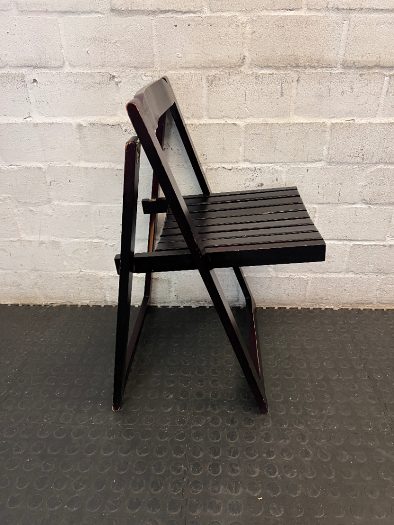 Dark Wood Slatted Folding Chair - 2ndhandwarehouse.com