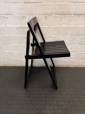 Dark Wood Slatted Folding Chair - 2ndhandwarehouse.com