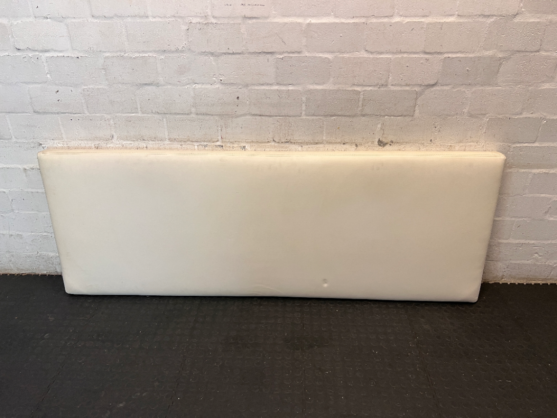 White Faux Leather King Size Headboard — Visible Surface Wear and Marks