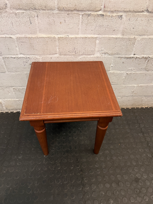 Classic Square Wooden Side Table with Turned Legs — Clean and Well Maintained - 2ndhandwarehouse.com