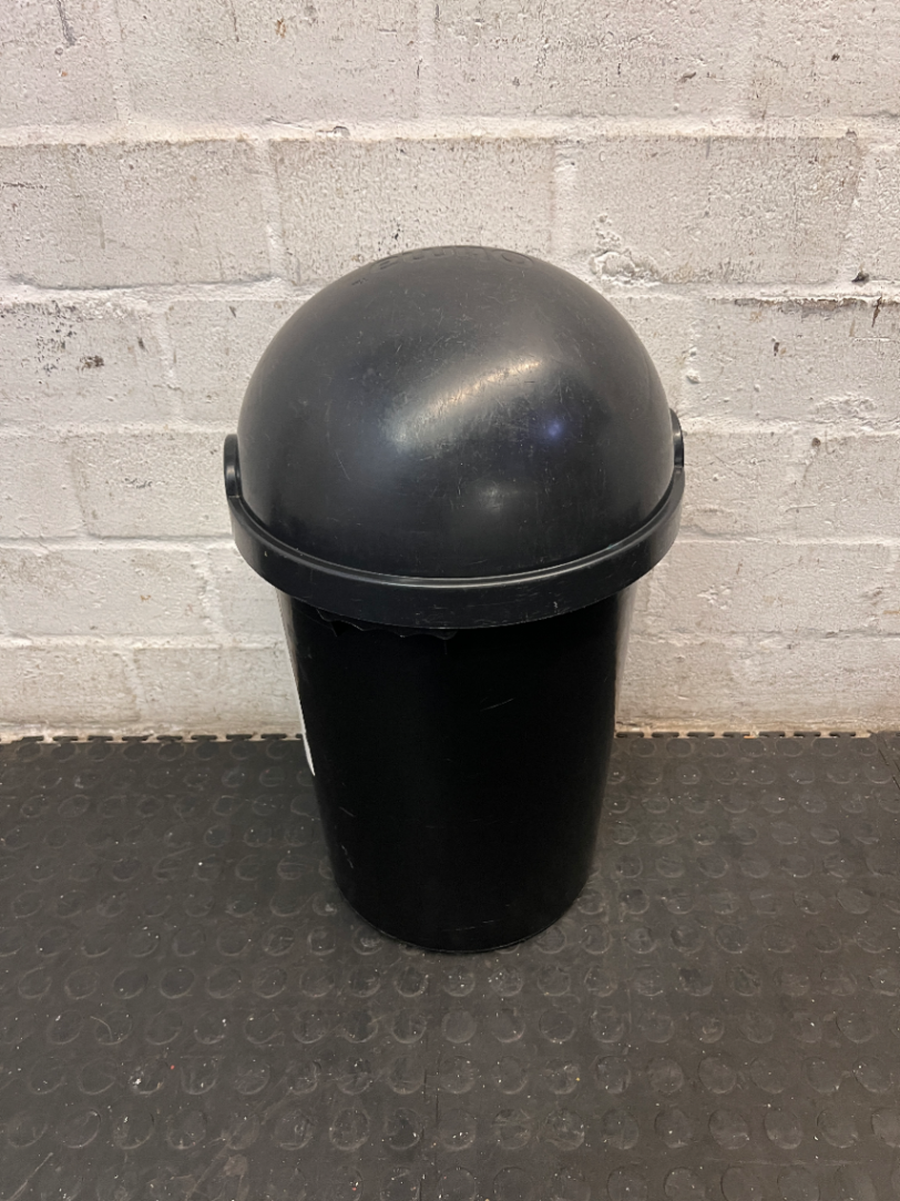 Black and Silver Flip-Lid Plastic Bin