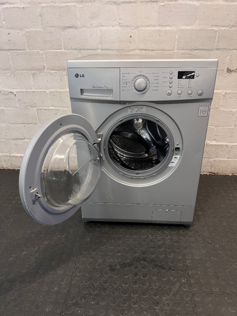 LG 7kg Front Loader Washing Machine in Grey — Good Working Order with Surface Scuffs - 2ndhandwarehouse.com