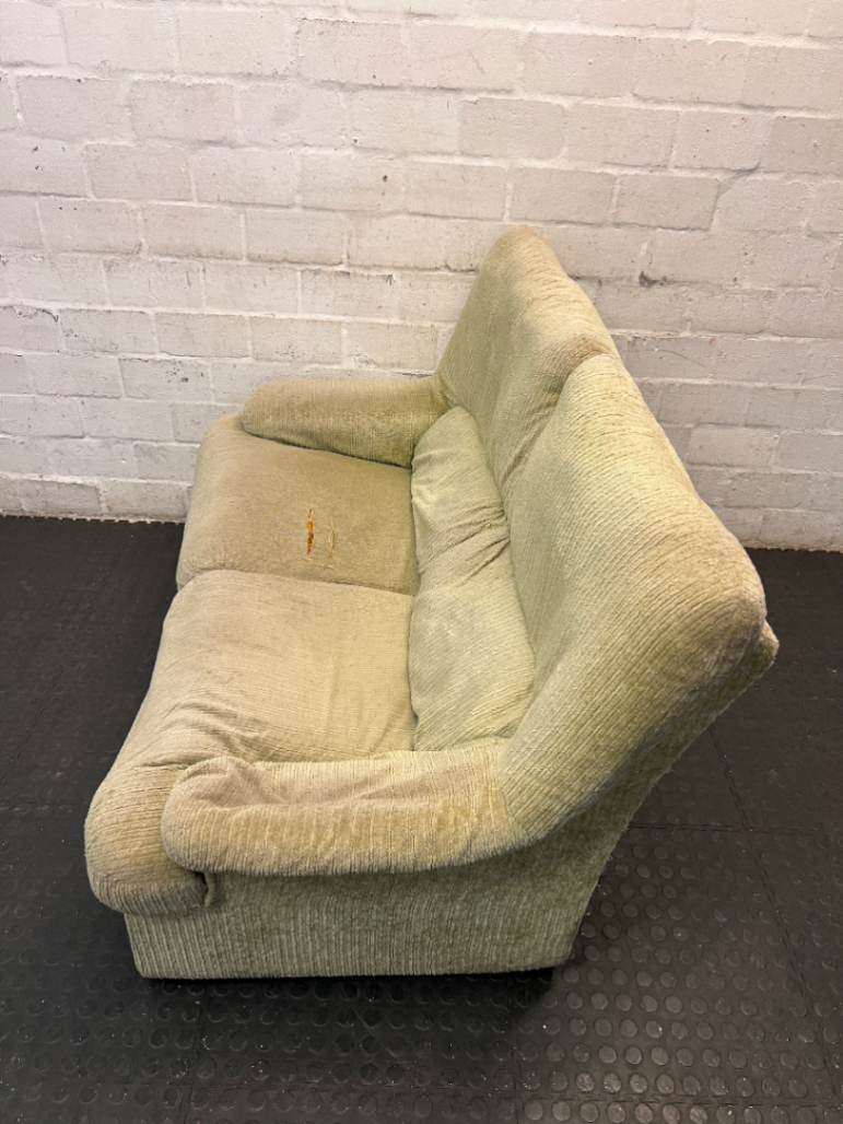 Corduroy Upholstered 2 Seater Couch in Olive Green