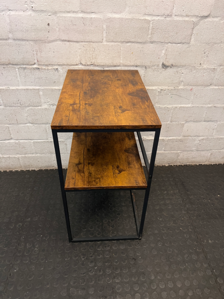 Industrial Style Metal and Wood-Look Side Table — Good Working Order - 2ndhandwarehouse.com