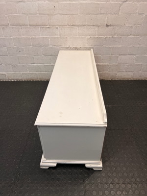 White Wooden Storage Kist with Drawers and Cupboard — Paint Chips on White Finish