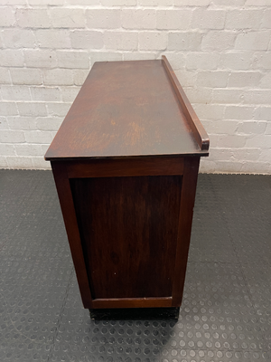 Vintage Wooden Sideboard with Glass Display Compartment — Good Wood Condition