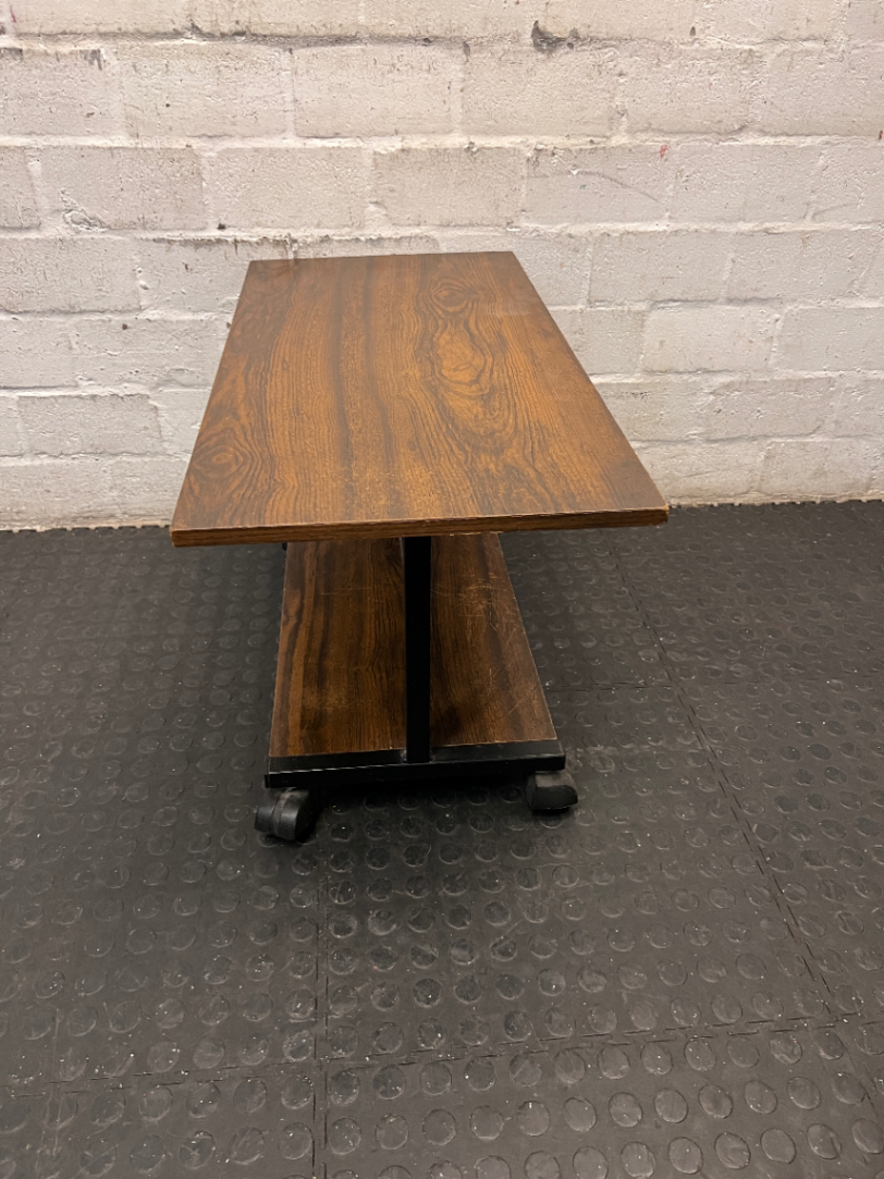 Wood Grain Finish TV Unit on Wheels