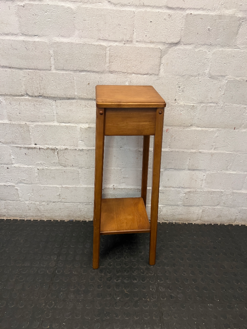 Tiered Wooden Plant Stand with Lower Shelf — Well Used Condition