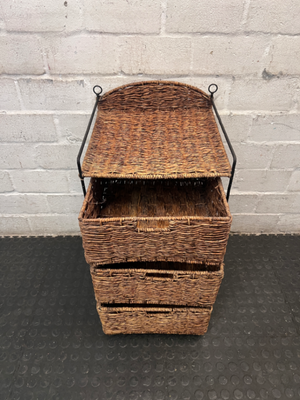 Woven Wicker and Metal Storage Chest