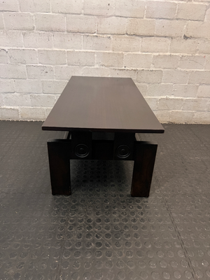 Dark Wood Rectangular Coffee Table — Fair Condition with Visible Wear