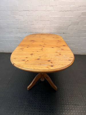 Oval Extendable Wooden Dining Table — Fair Condition with Surface Scratches and Wear