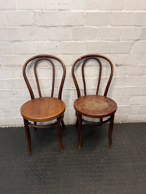 Vintage Bentwood Style Wooden Dining Chair — Surface Scuffs and Worn Varnish on Seats