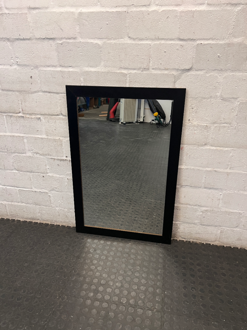 Modern Black Rectangular Wall Mirror (91cm x 61cm) — Good Condition