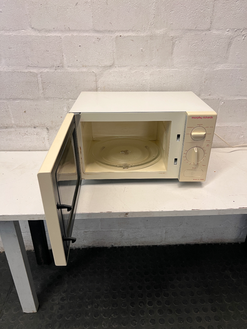 White Morphy Richards Countertop Microwave — Used; Fair Condition