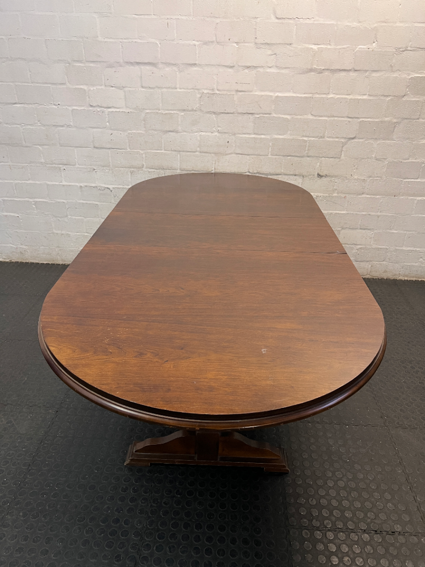 Oval Dark Wood Trestle Dining Table
