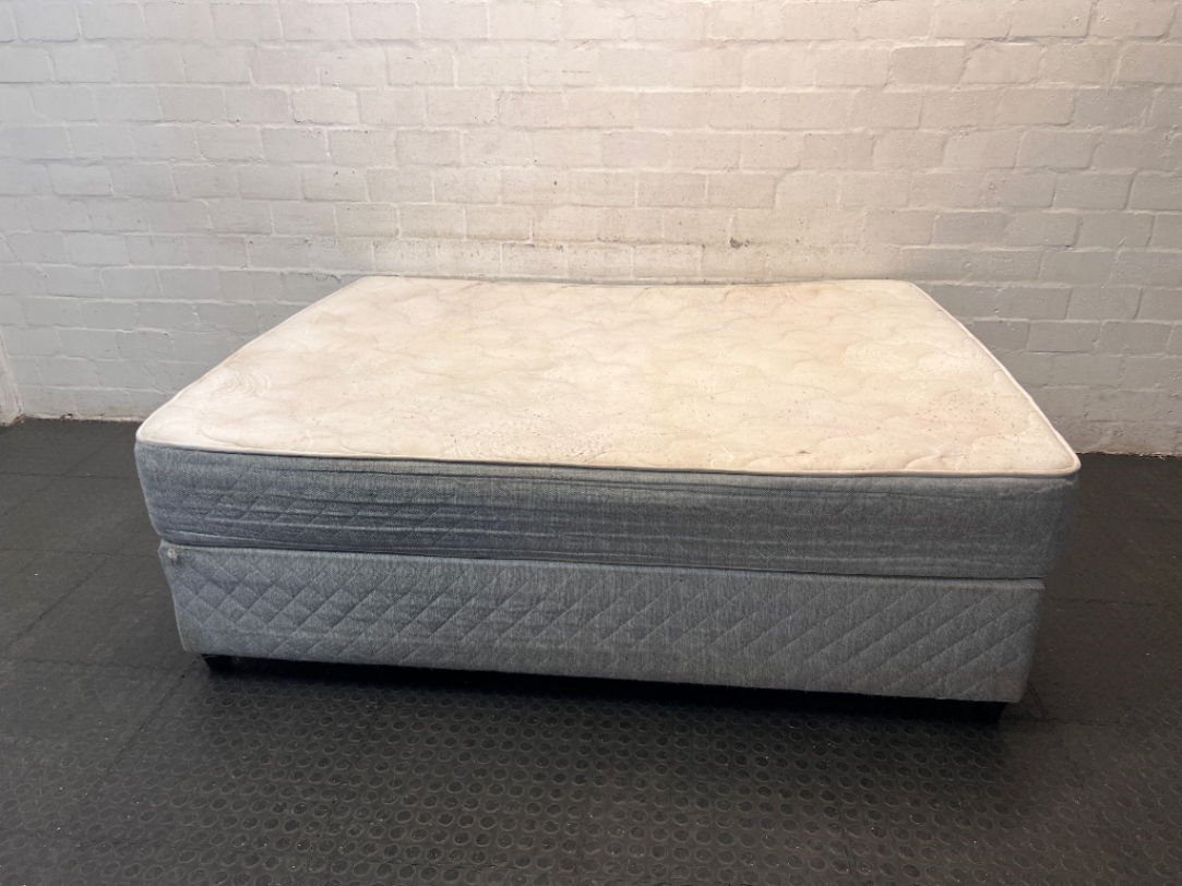 Queen Durapedic Super Firm Mattress and Base Set — Visible Light Surface Staining