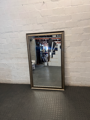 Large Rectangular Champagne Gold Beaded Mirror — Clean Condition