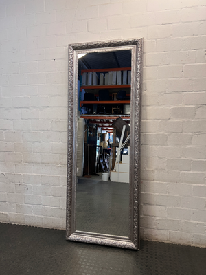 Ornate Full-Length Silver Mirror — Good Condition