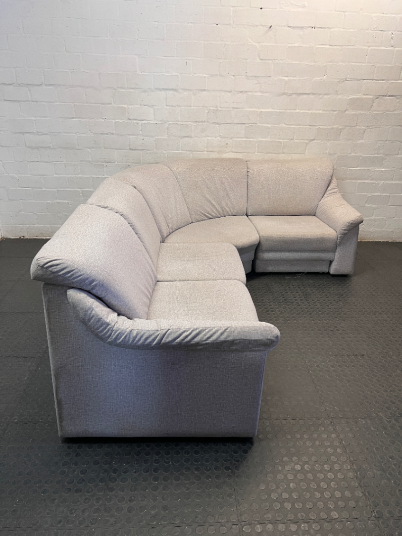 Grey Fabric Corner 4 Seater Couch — Fair Condition with General Wear