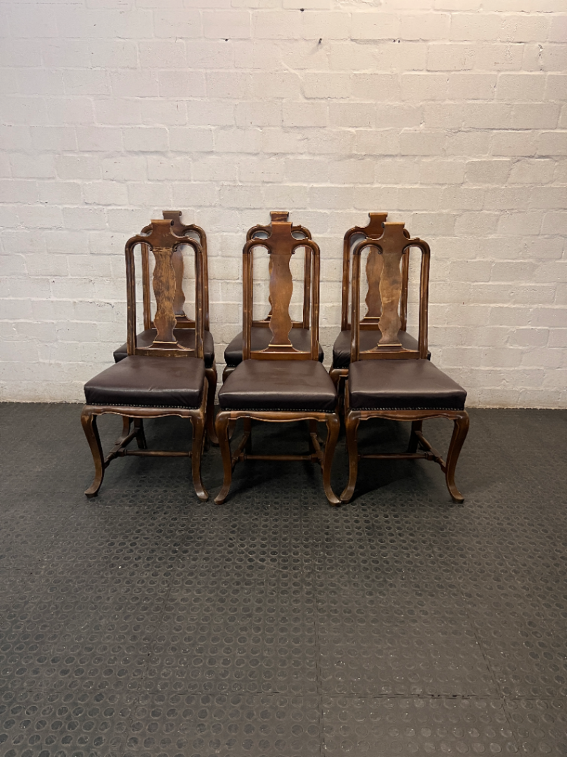 Weylandts Wood and Leather Dining Chair — One Chair Chipped at Top