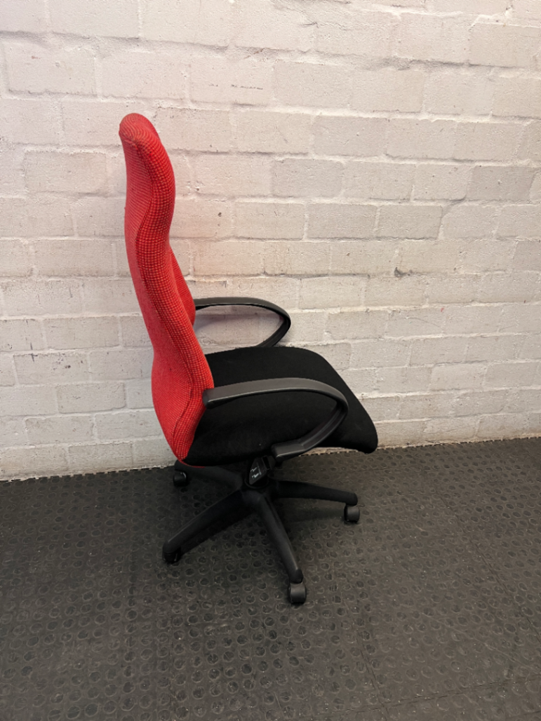Two-Tone Red and Black High Back Office Chair