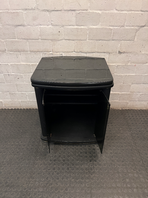 Black Swivel Top TV Unit with Glass Doors — Good Condition